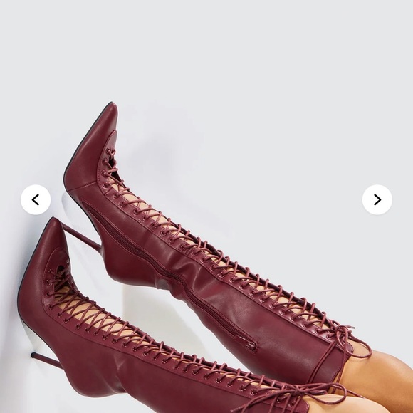 Fashion Nova Shoes - Fashion Nova Burgundy Lace-Up Heeled Boots